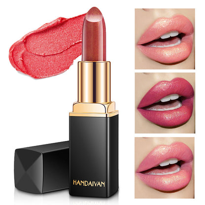 Radiant Metallic Elegance: Pearlescent Color Temperature Change Lipstick with a Touch of Gilt