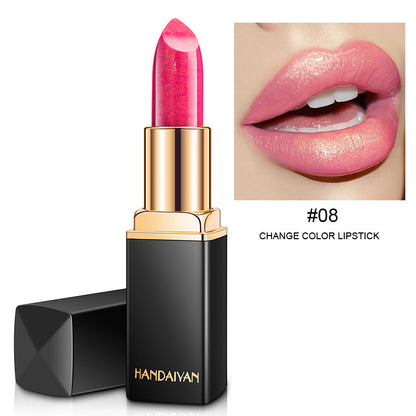 Radiant Metallic Elegance: Pearlescent Color Temperature Change Lipstick with a Touch of Gilt