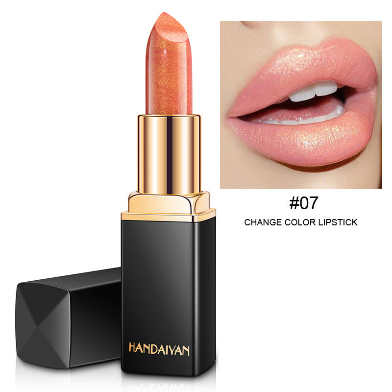 Radiant Metallic Elegance: Pearlescent Color Temperature Change Lipstick with a Touch of Gilt