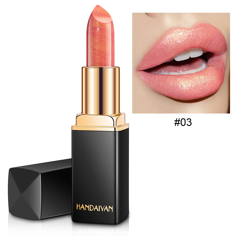 Radiant Metallic Elegance: Pearlescent Color Temperature Change Lipstick with a Touch of Gilt