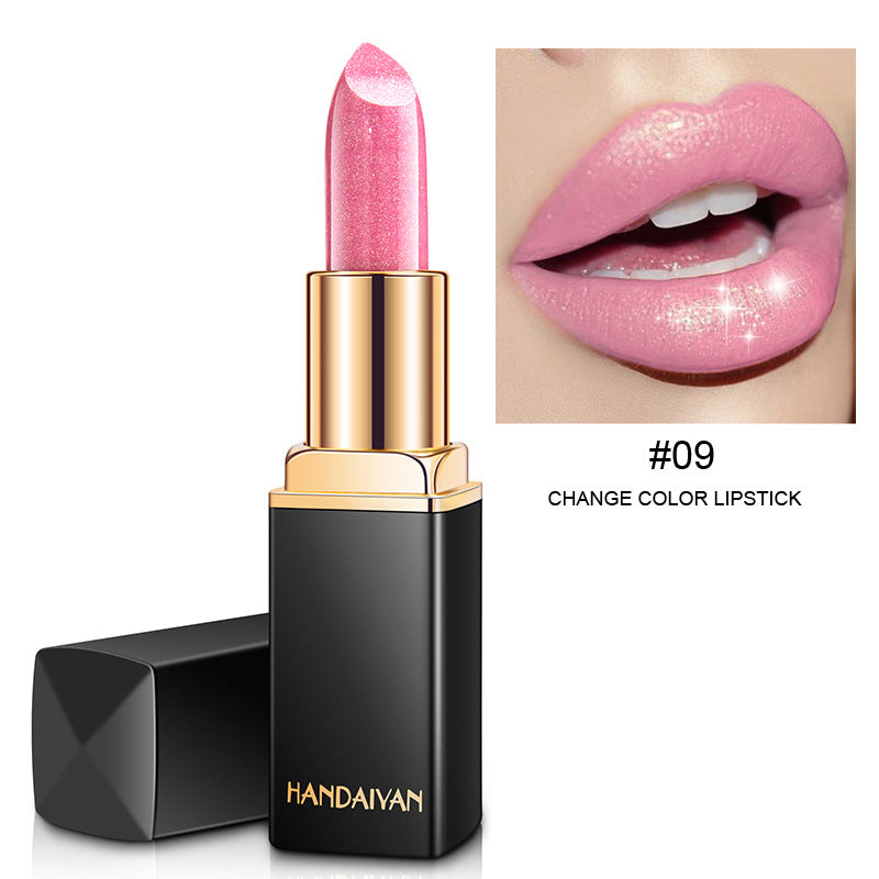 Radiant Metallic Elegance: Pearlescent Color Temperature Change Lipstick with a Touch of Gilt